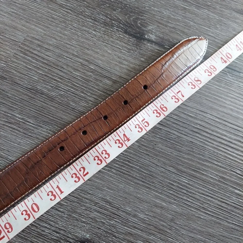 Daniel Cremieux Italian Full Grain Leather Croc Embossed Belt Size 34